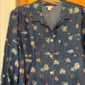 Blue Jean blouse with flowers